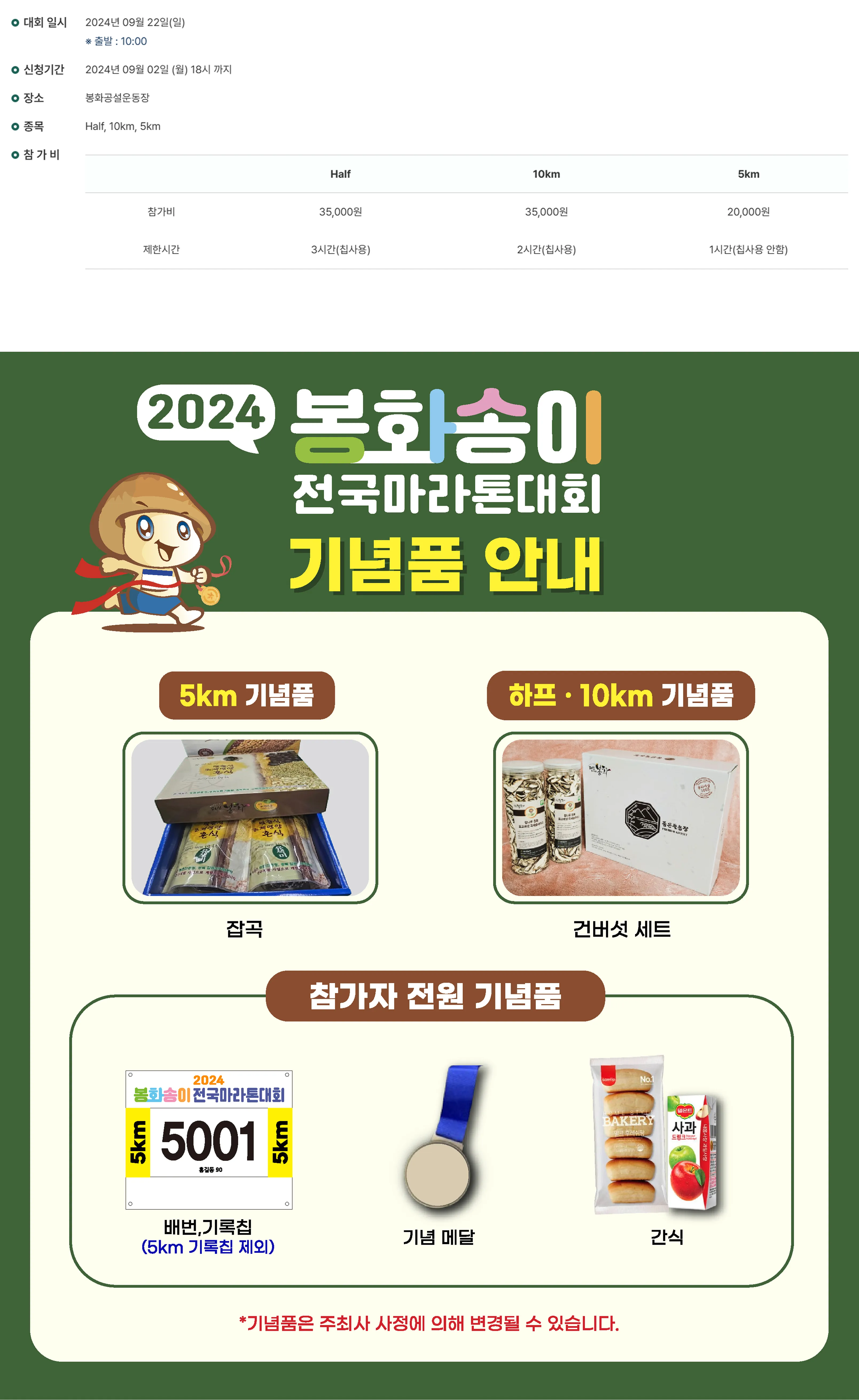 2025 봉화송이 전국마라톤 이미지
