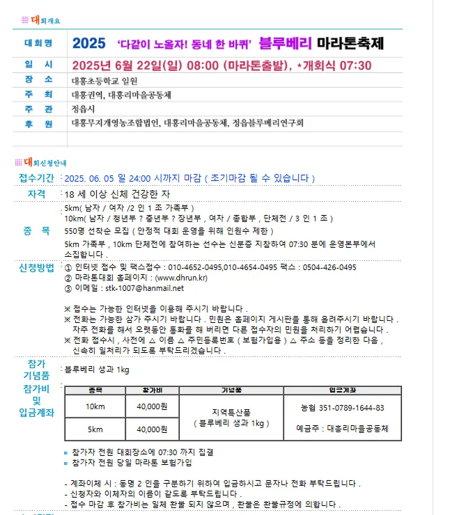 2025 전국블루베리마라톤축제 이미지